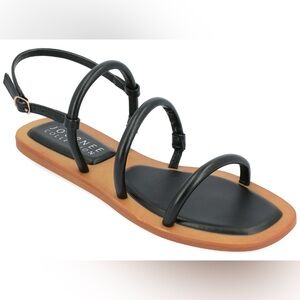 NEW Journey Collection Karrio Black Comfort Strappy Flat Open Toe Sandals Sz 9.5